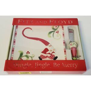 Fitz & Floyd Mingle, Jingle, Be Merry 6" Snack Plate and Spreader 2006 NEW